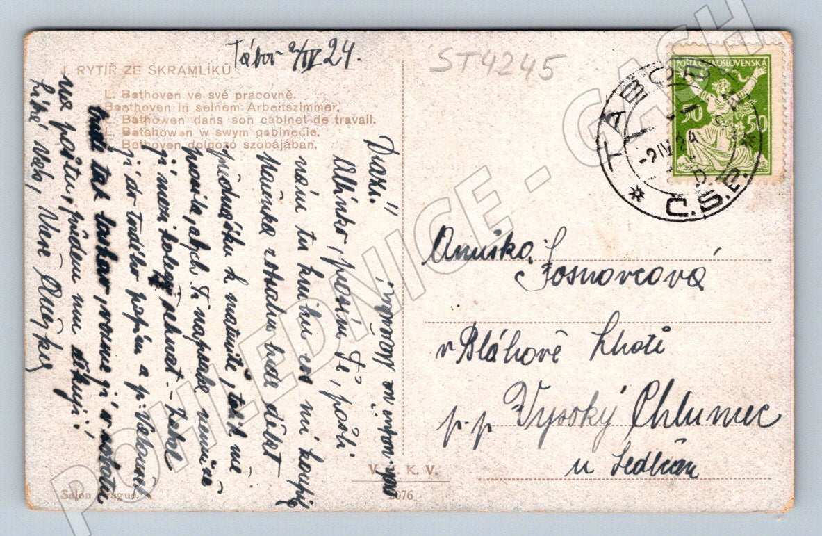 Postcard Beethoven in his study (ST4245)