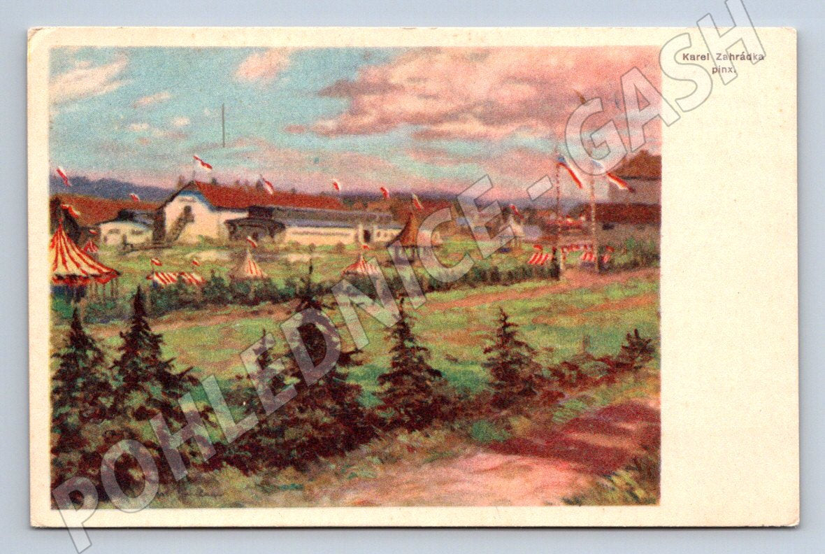 Postcard Česká Velenice exhibition 1927 (ST4248)