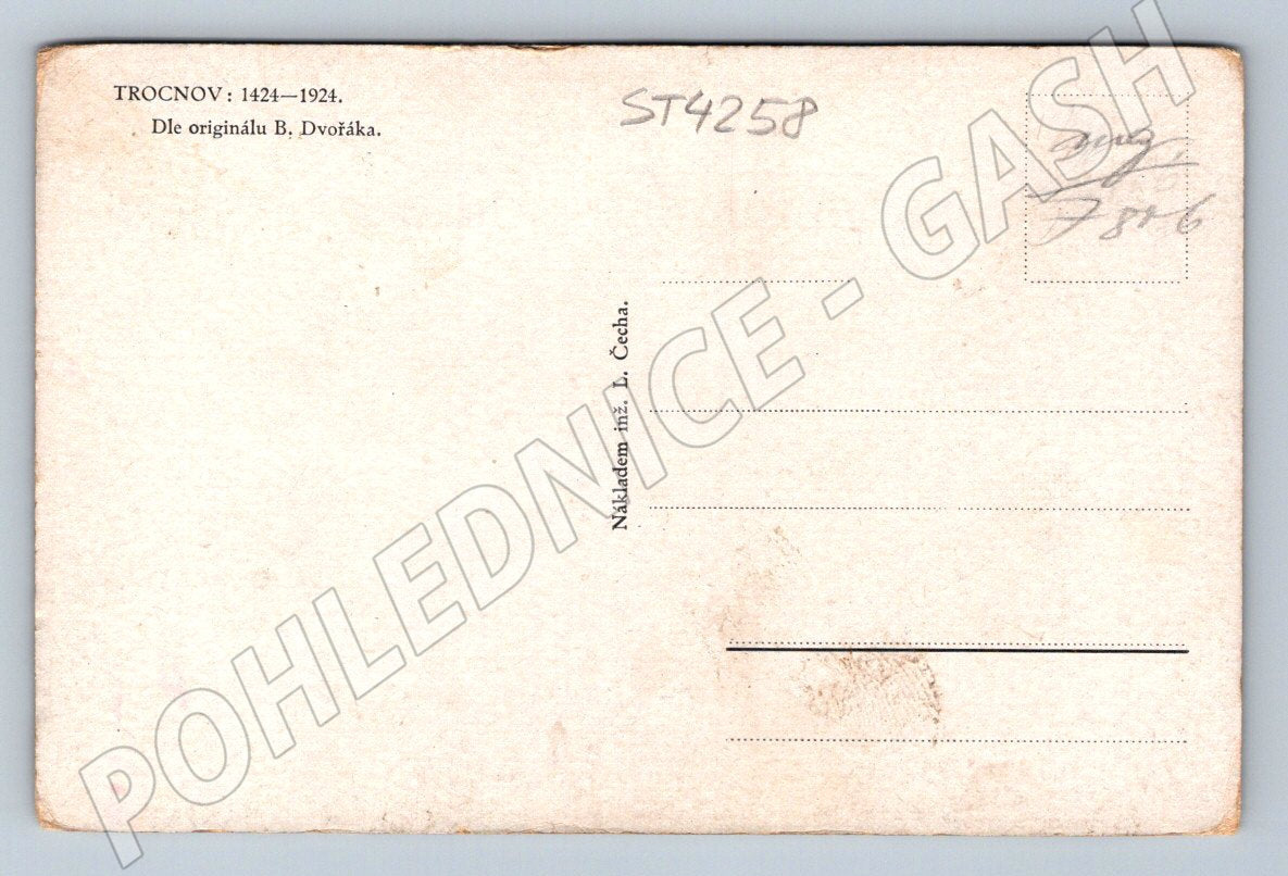 Postcard Trocnov 1424–1924 B Dvořák (ST4258)