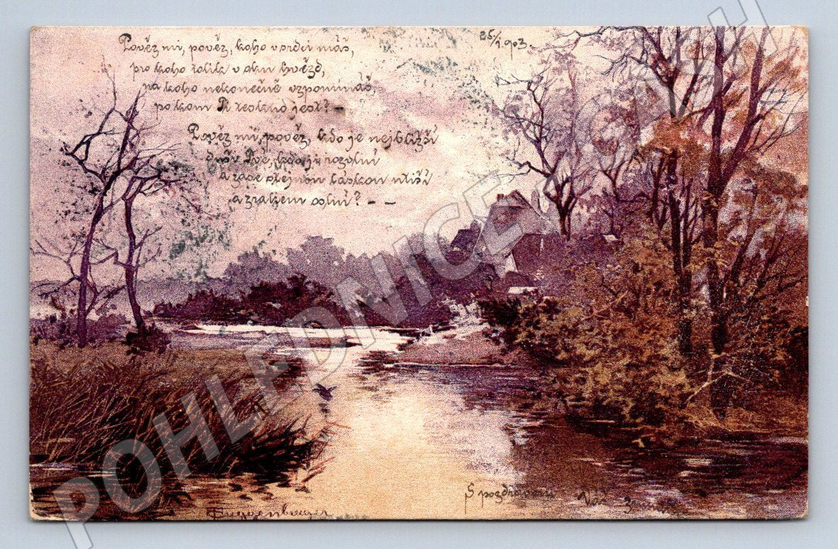 Postcard river landscape 1903 colored (ST4265)