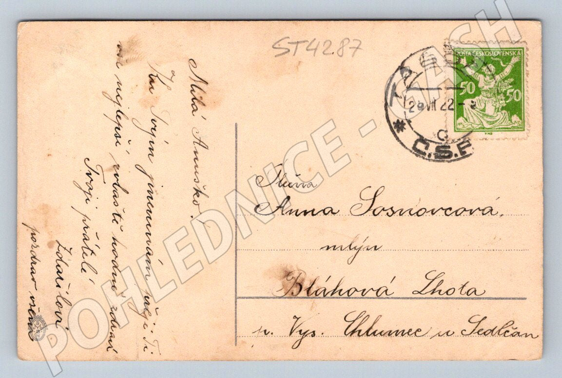 Postcard child with flowers 1922 (ST4287)