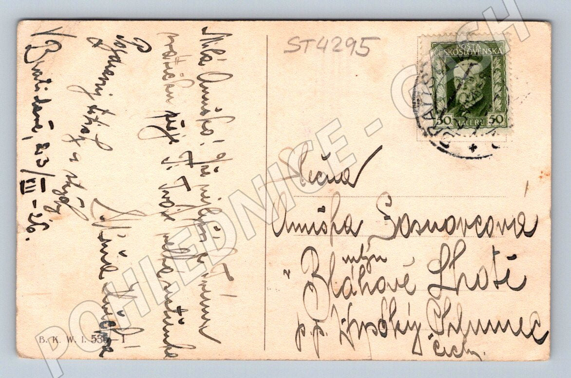 Postcard sleeping girl with teddy bear (ST4295)