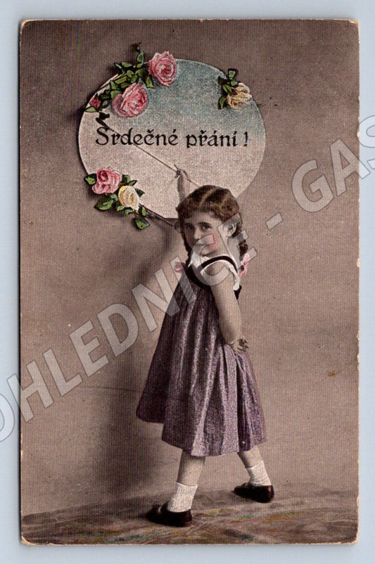 Pohlednice Srdečné přání dívka (ST4300)