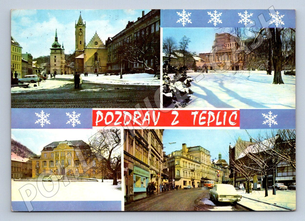 Pohlednice Teplice Pozdrav z Teplic zimní motiv (TP1919)