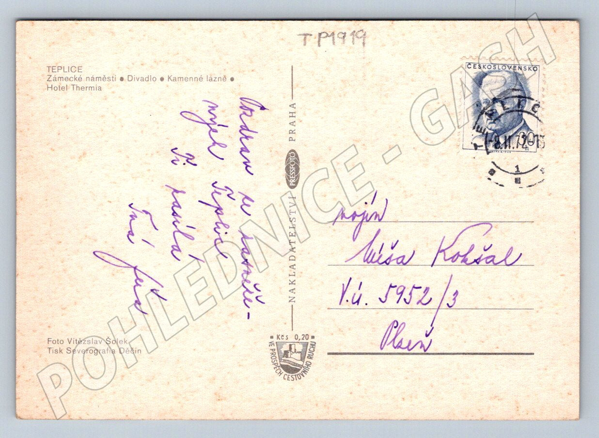 Pohlednice Teplice Pozdrav z Teplic zimní motiv (TP1919)