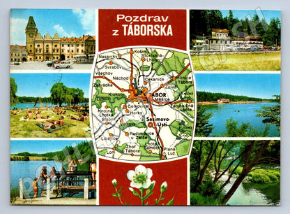 Pohlednice Táborsko místopisná s mapou 1970 (TP1923)