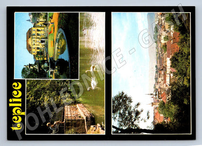 Pohlednice Teplice zámek park labutě panorama města (TP1932)