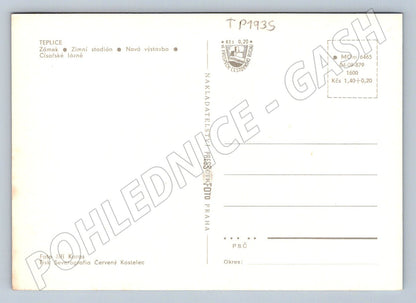 Pohlednice Teplice koláž památek a nové výstavby (TP1935)