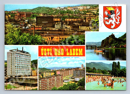 Pohlednice Ústí nad Labem koláž památky a město (TP1937)