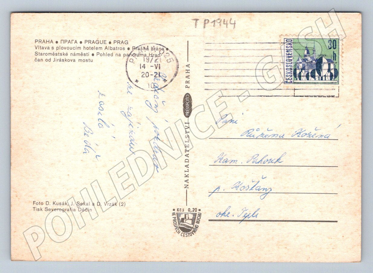 Pohlednice Praha panorama a památky cca 1970 (TP1944)