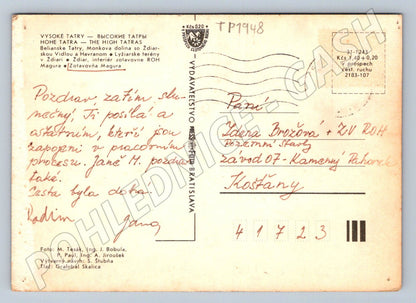 Pohlednice Slovensko Magura Vysoké Tatry lyžaři hotel (TP1948)