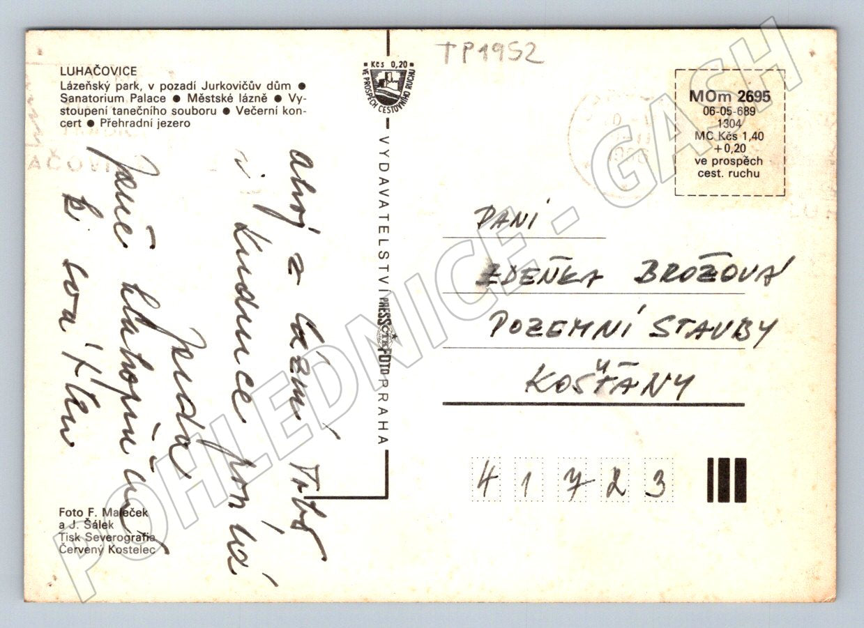 Pohlednice Luhačovice multizáběr 1966 (TP1952)