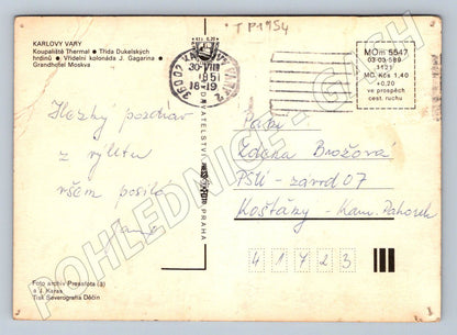 Pohlednice Karlovy Vary Koupaliště Thermal a další 1951 (TP1954)