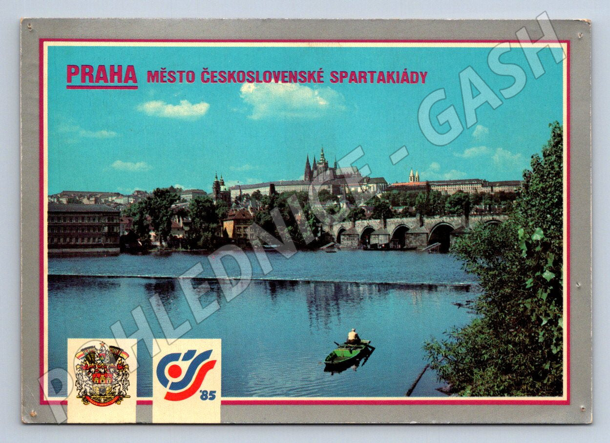 Pohlednice Praha Karlův most Hradčany Spartakiáda 1985 (TP1955)