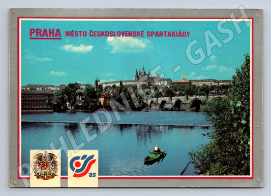 Pohlednice Praha Karlův most Hradčany Spartakiáda 1985 (TP1955)