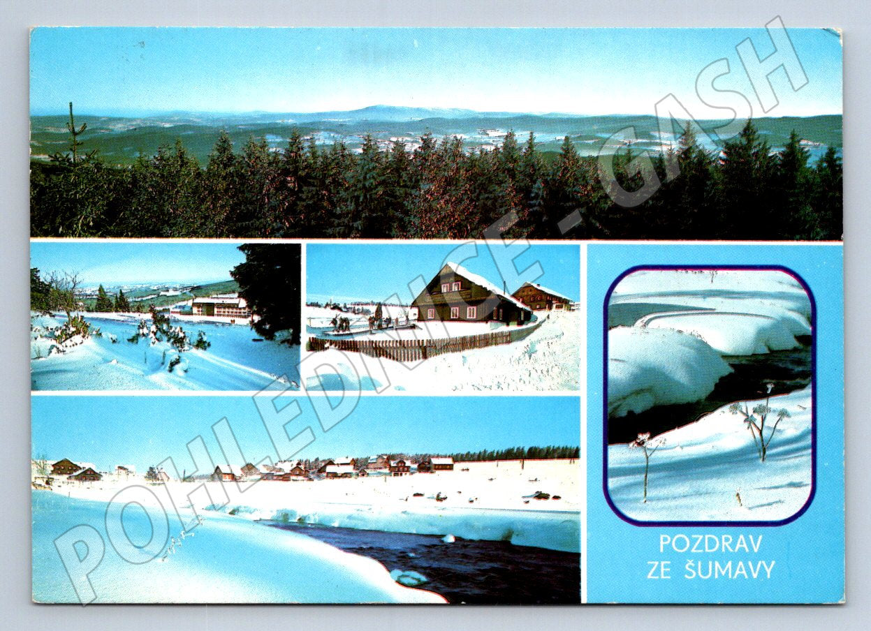 Pohlednice Šumava zimní scenérie Javorník Churáňov Kvilda (TP1963)