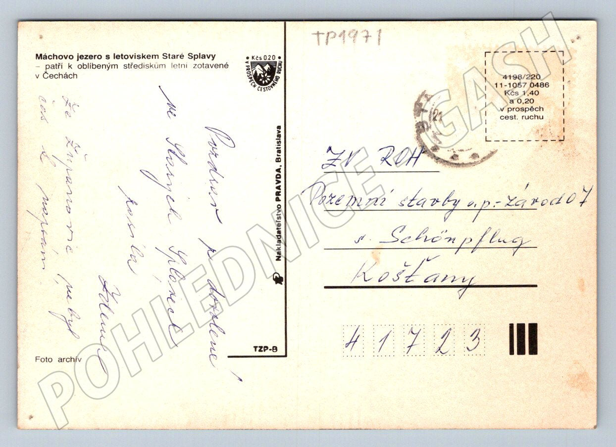 Pohlednice Máchovo jezero Staré Splavy rekreace 1971 (TP1971)