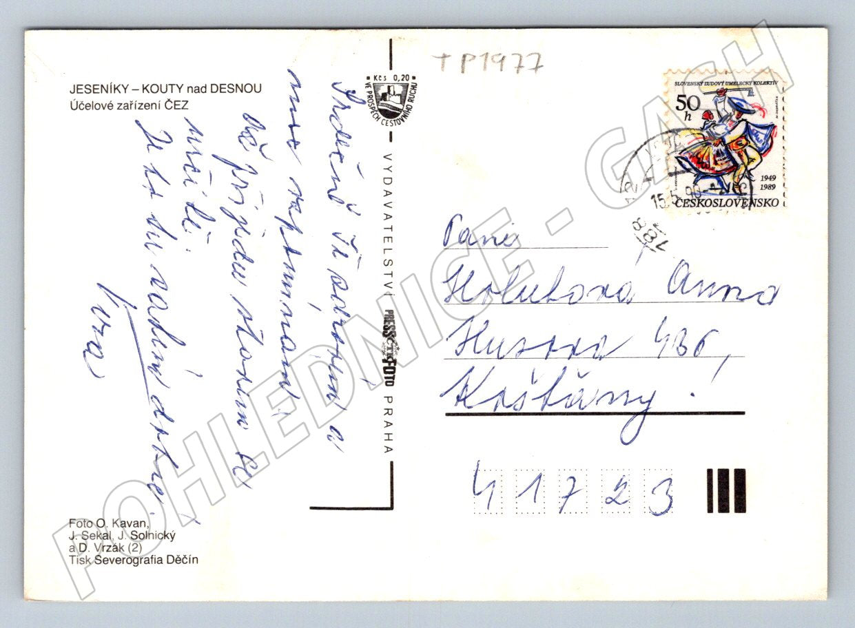 Pohlednice Kouty nad Desnou Jeseníky 1989 (TP1977)
