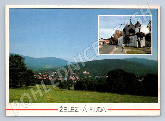 Pohlednice Železná Ruda panorama kostel 1982 (TP1978)