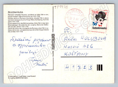 Pohlednice Železná Ruda panorama kostel 1982 (TP1978)