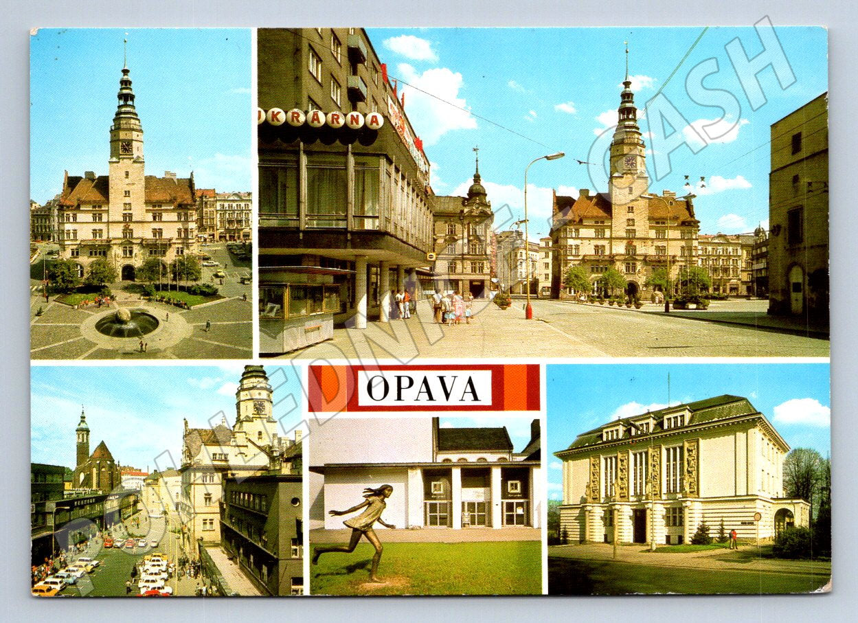 Pohlednice Opava koláž městských motivů 1997 (TP1979)