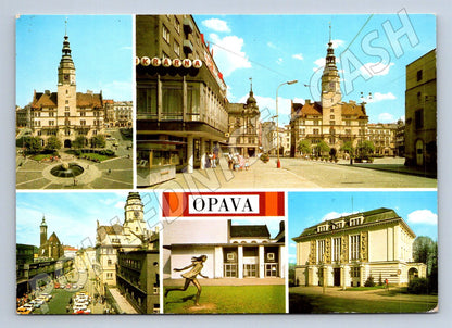 Pohlednice Opava koláž městských motivů 1997 (TP1979)