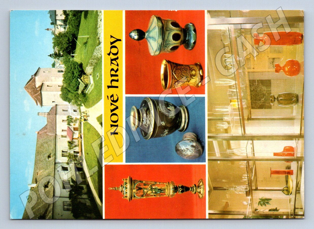 Pohlednice Nové Hrady hrad a skleněné exponáty (TP1986)
