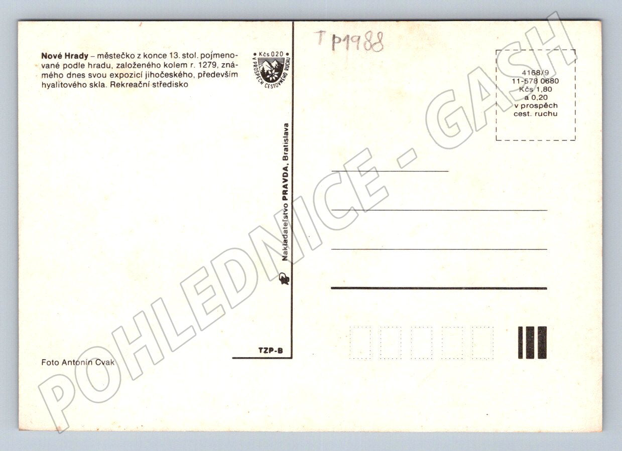 Pohlednice Nové Hrady koláž zámek a památník (TP1988)