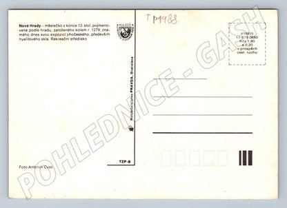 Pohlednice Nové Hrady koláž zámek a památník (TP1988)