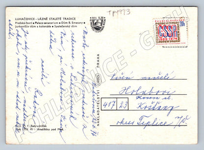 Pohlednice Luhačovice lázně koláž fontány 1970s (TP1993)