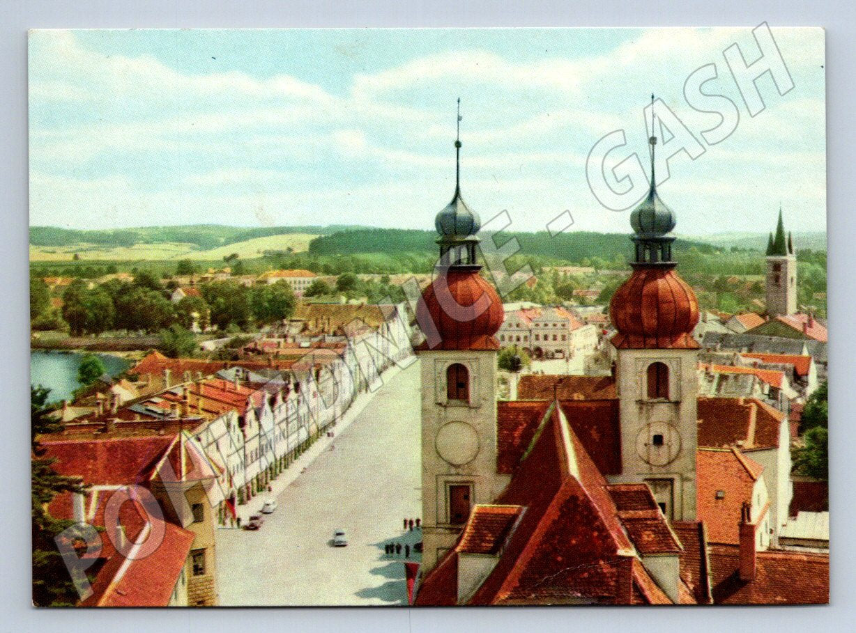 Pohlednice Telč pohled z věže kostela na náměstí 1965 (TP1994)