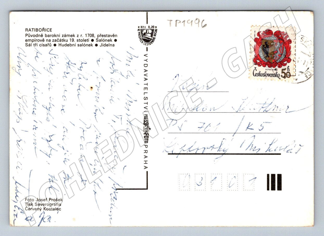 Pohlednice Ratibořice zámek interiéry (TP1996)