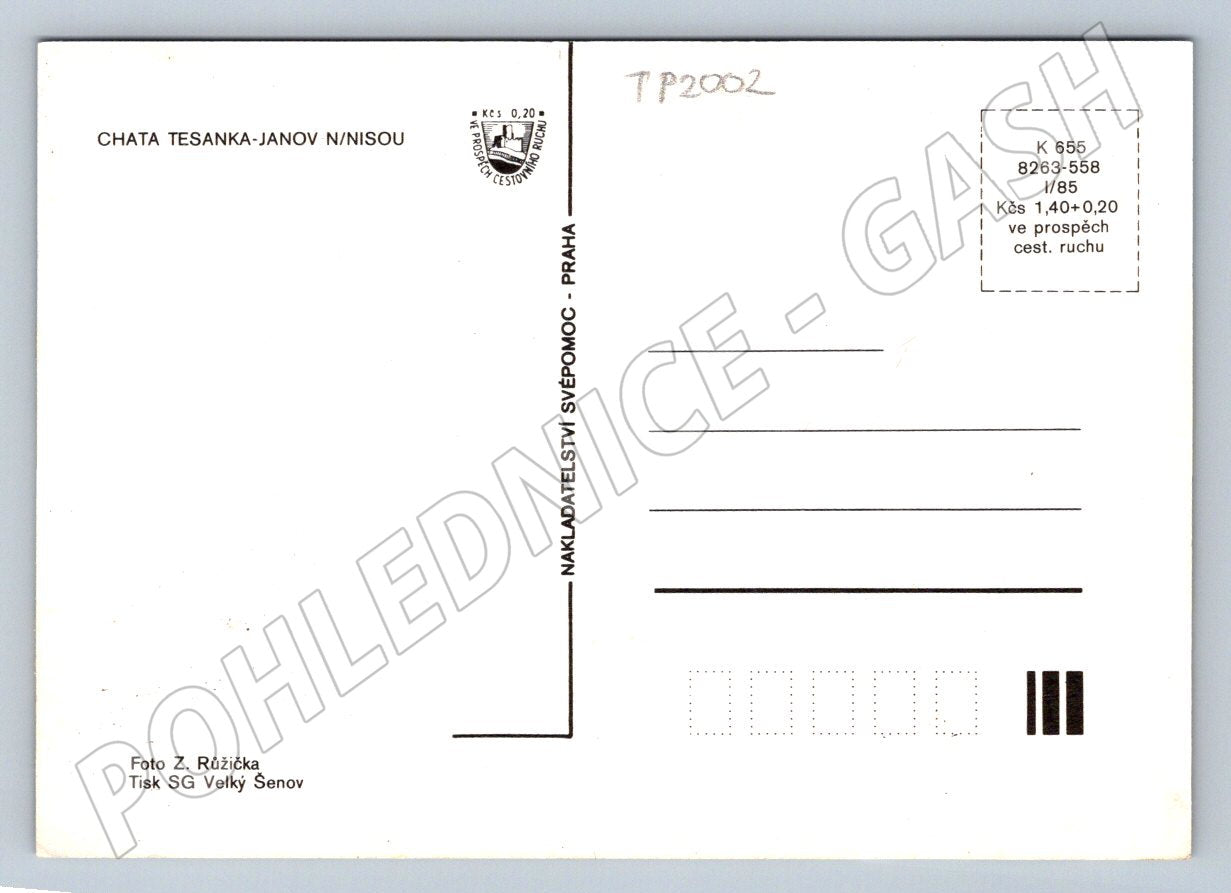 Pohlednice Tesanka Janov n/Nisou chata koláž 1985 (TP2002)