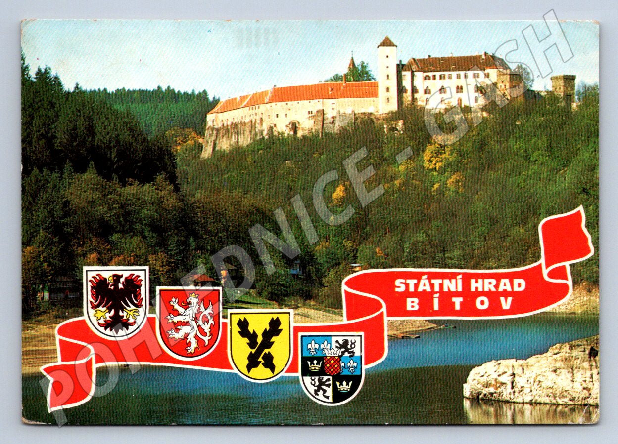 Pohlednice Bítov hrad s erby (TP2010)