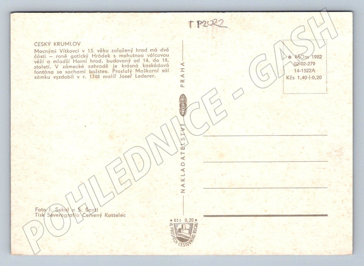 Pohlednice Český Krumlov koláž pohledů 1982 (TP2022)