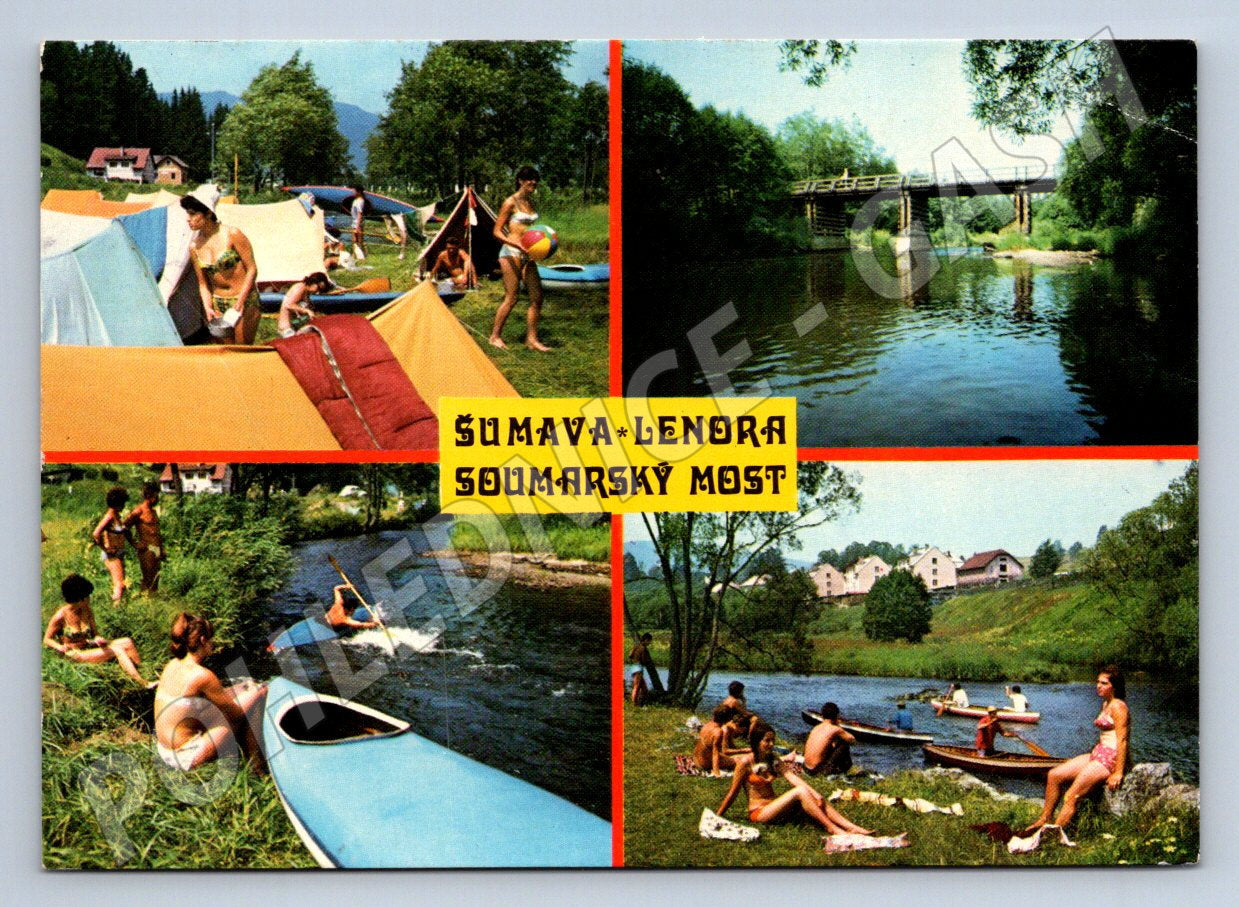 Pohlednice Šumava Lenora Soumarský most kemping 1973 (TP2024)