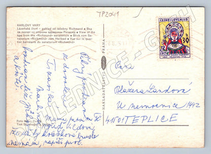 Pohlednice Karlovy Vary jelení socha Richmond 1975 (TP2041)
