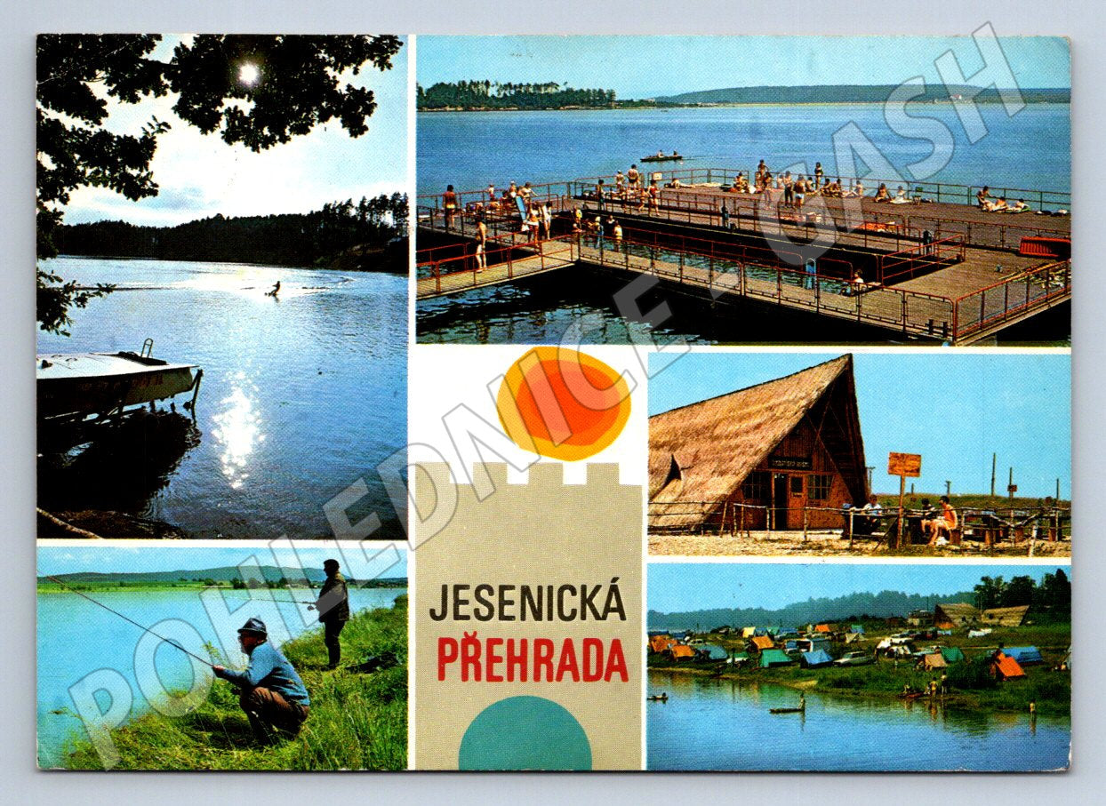 Pohlednice Jesenická přehrada, vodní sporty 1975 (TP2048)