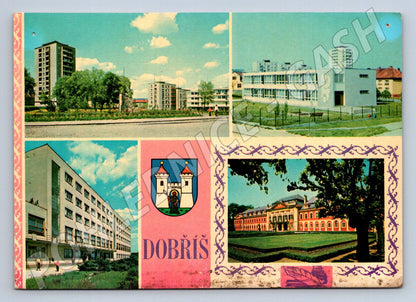 Pohlednice Dobříš moderní budovy a zámek (TP2049)