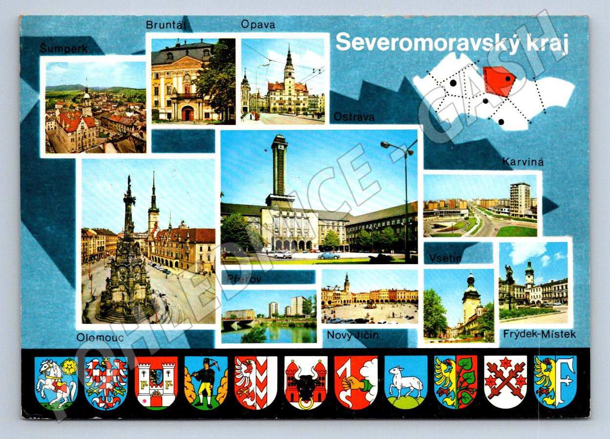 Pohlednice Severomoravský kraj koláž měst (TP2056)