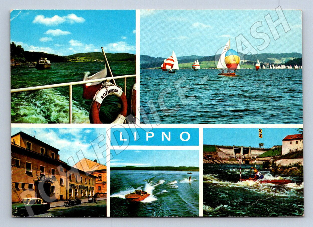 Pohlednice Lipno jezero lodě a hotel 1976 (TP2063)