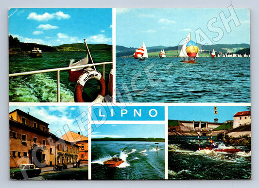 Pohlednice Lipno jezero lodě a hotel 1976 (TP2063)