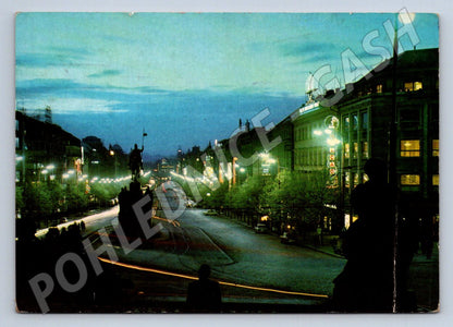 Pohlednice Praha Václavské náměstí večer 1970 (TP2076)