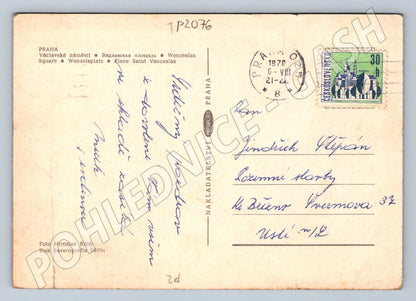 Pohlednice Praha Václavské náměstí večer 1970 (TP2076)