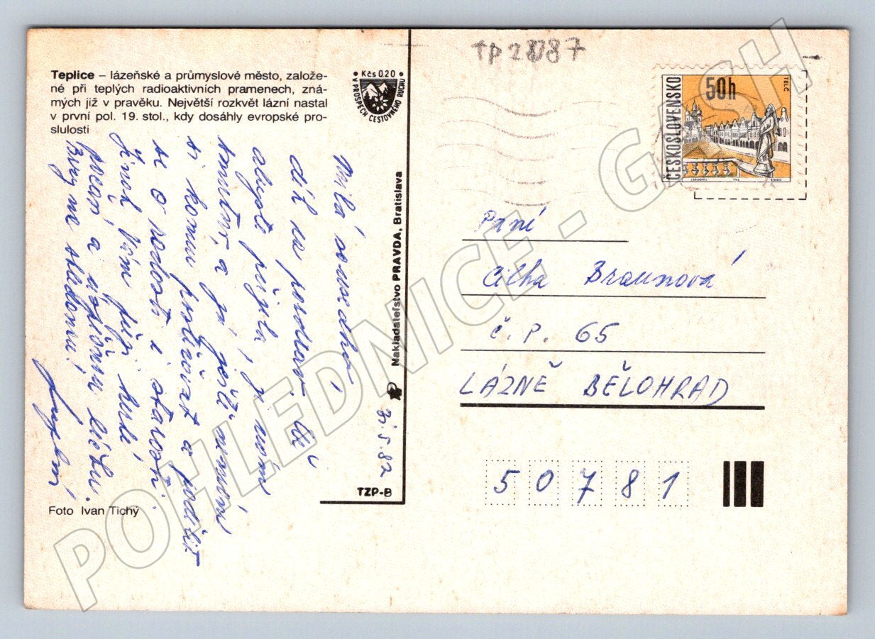 Pohlednice Teplice panorama město 1982 (TP2087)