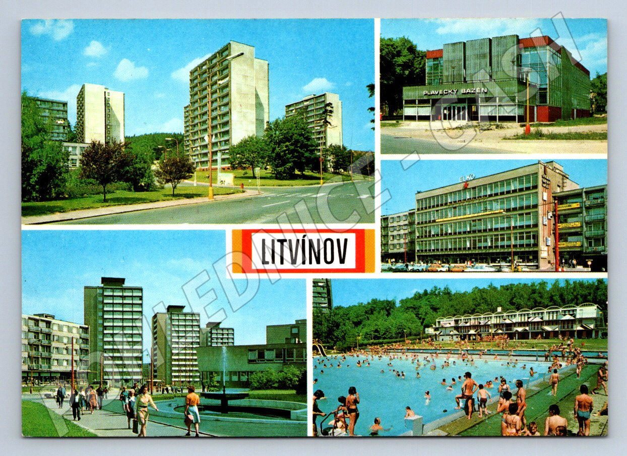 Pohlednice Litvínov sídliště, bazén, obchodní dům (TP2089)