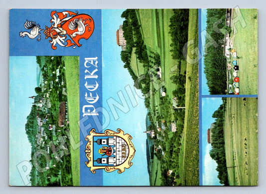 Pohlednice Pecka hrad, panorama a tábor cca 1970 (TP2090)