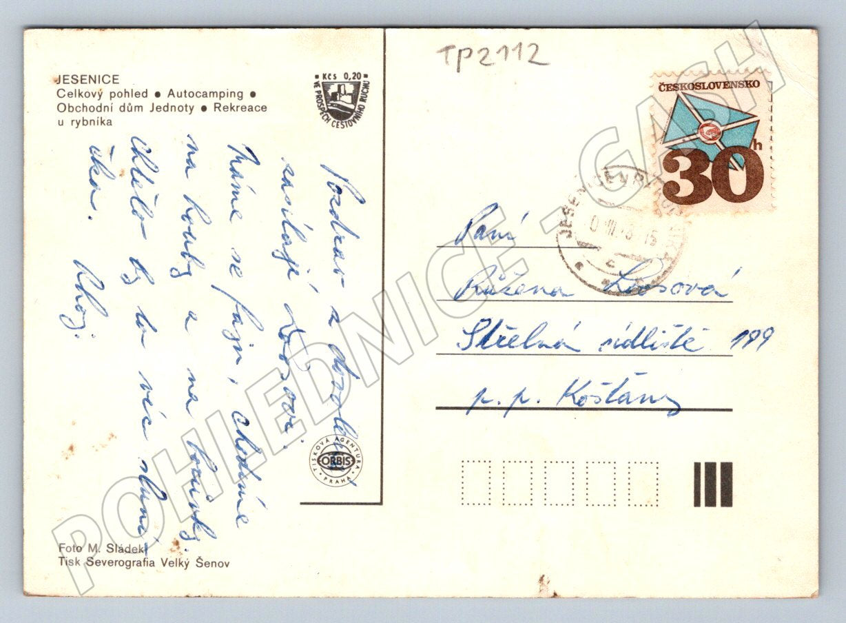 Pohlednice Jesenice celkový pohled 1968 (TP2112)