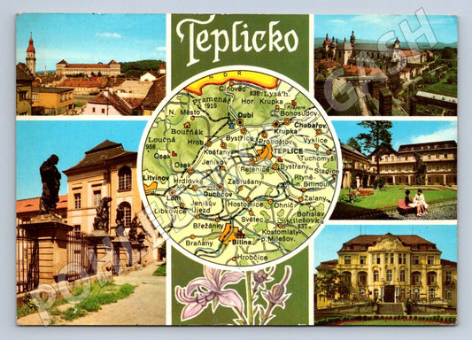 Pohlednice Teplicko koláž a mapa 1979 (TP2120)