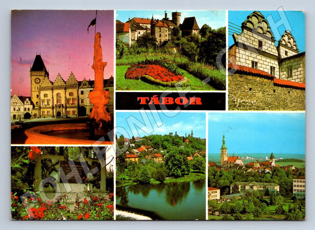 Pohlednice Tábor koláž městských motivů 1973 (TP2129)